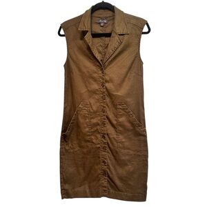 Anthropologie Level 99 sleeveless olive brown button down dress, size Medium